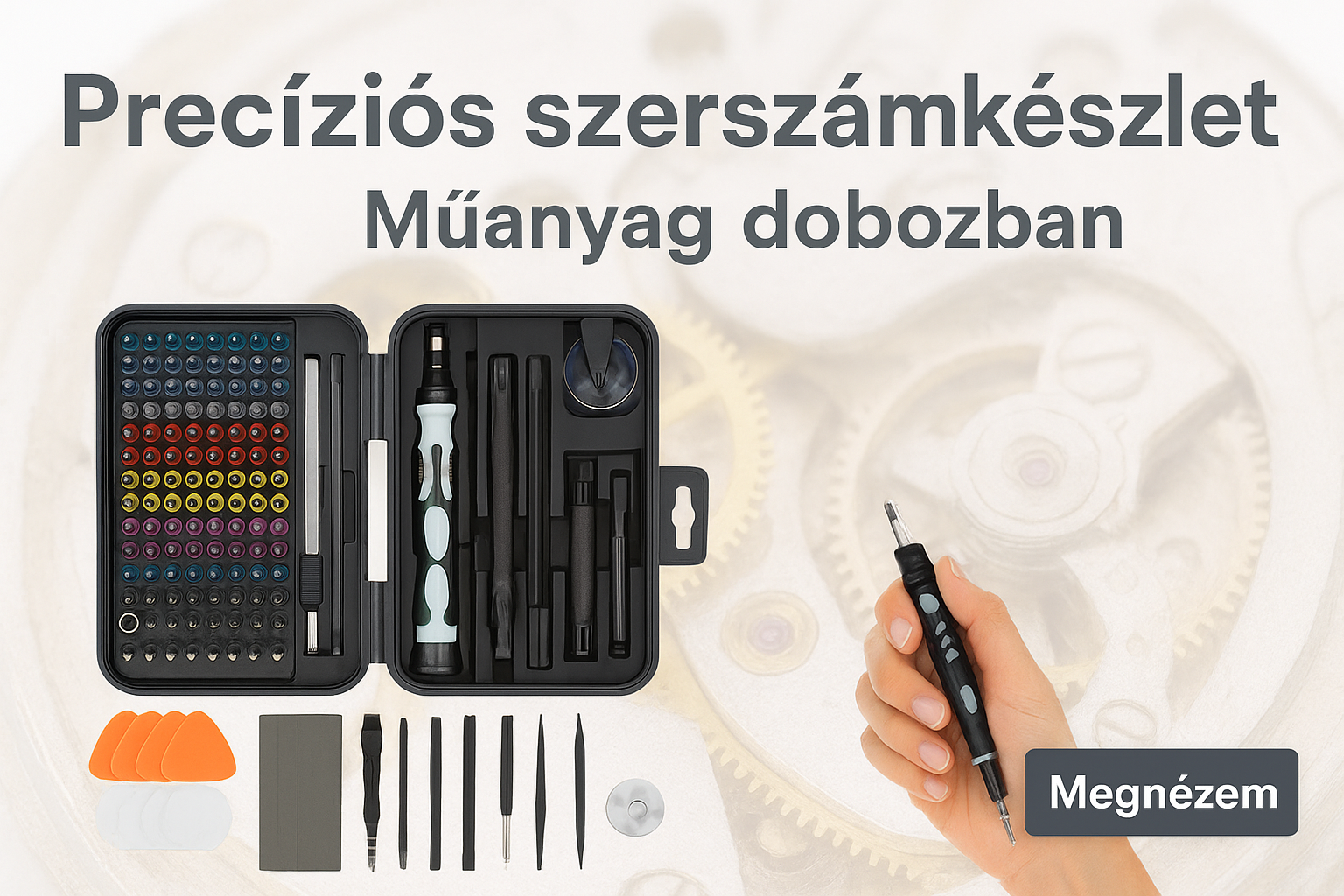 🪛 133 részes precíziós csavarhúzó és szerszámkészlet műanyag kofferben